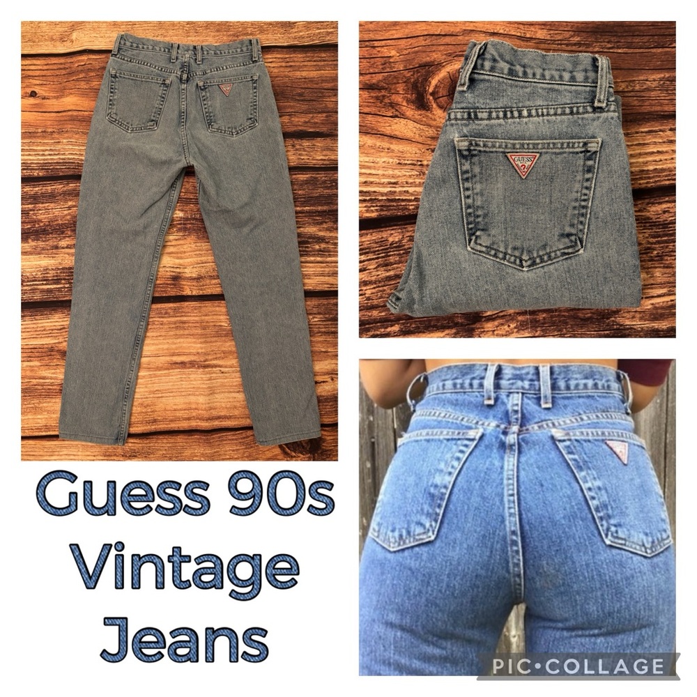 Guess Vintage 90s Slim Straight Leg 100% Cotton Lighter Denim Jeans Sz. 28 / 6